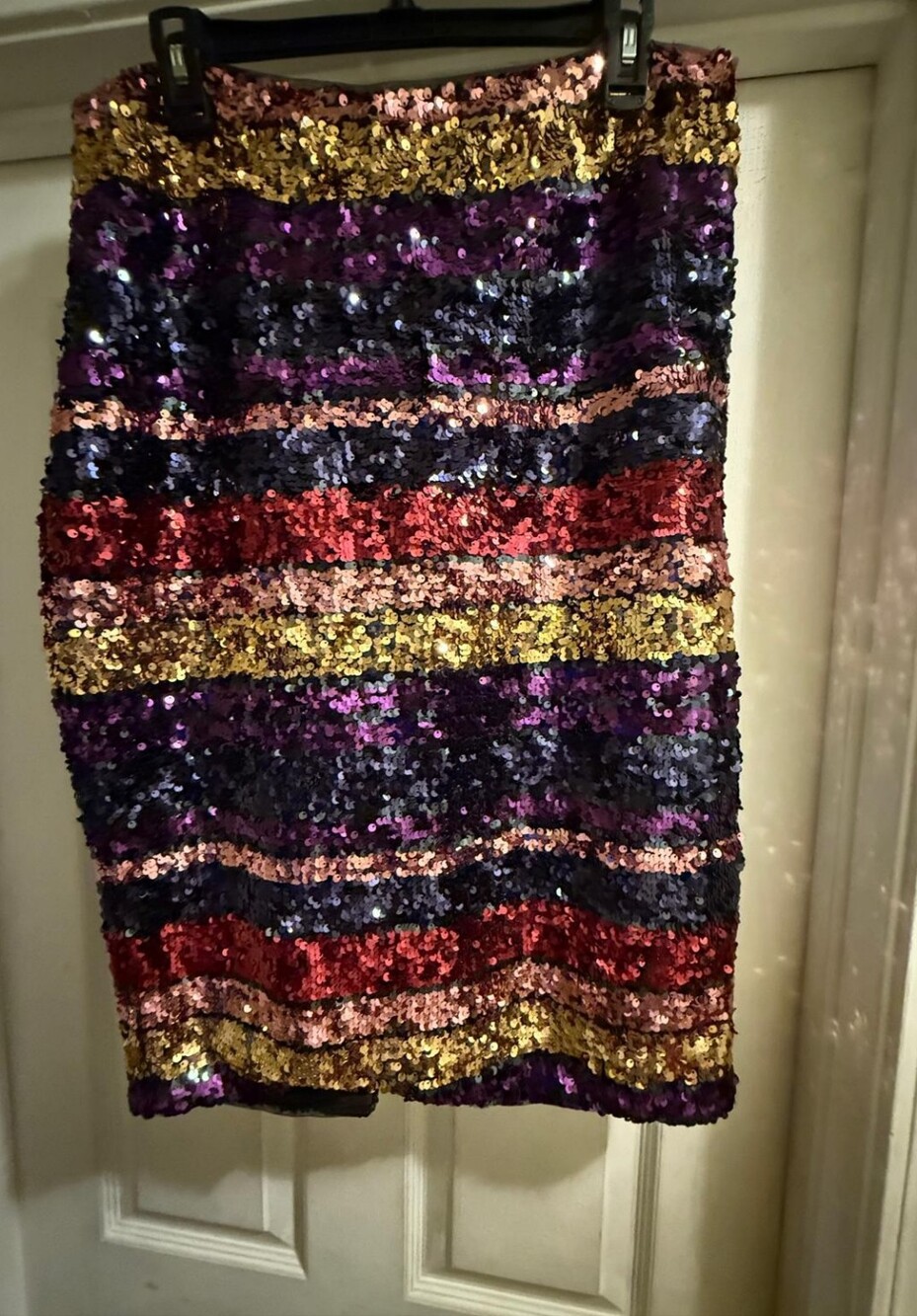 Oasis Multicolor Sequin Stripe Pencil Skirt